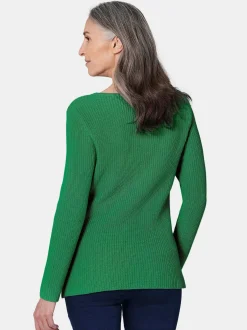 Goldner Damen Strickpullover in grün - Ärmel: langarm