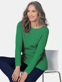 Goldner Damen Strickpullover in grün - Ärmel: langarm
