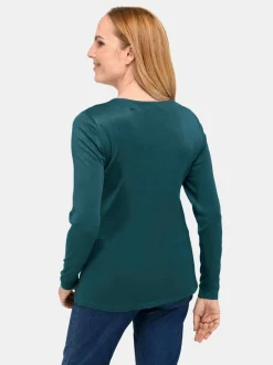 Goldner Damen Strickpullover in petrol - Ärmel: langarm