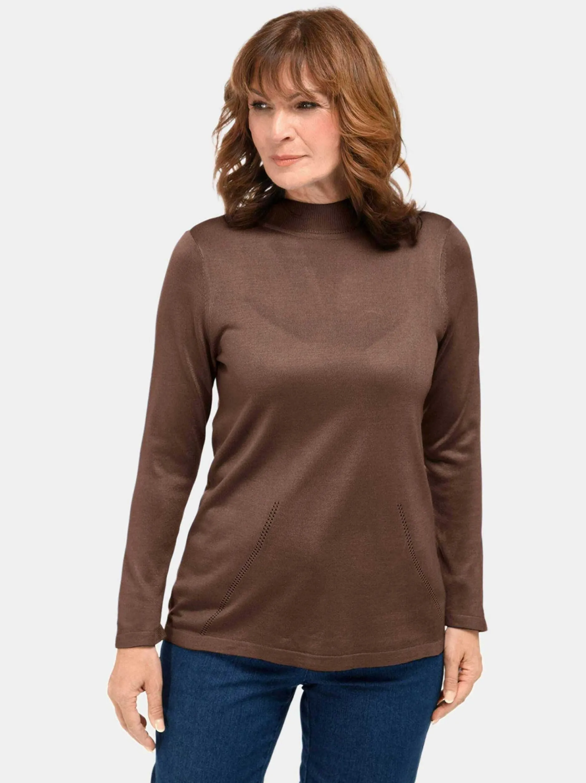 Goldner Damen Strickpullover in taupe - Ärmel: langarm