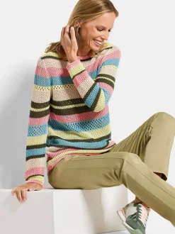 Goldner Damen Strickpullover in mehrfarbig