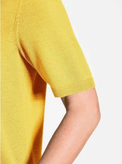 Goldner Damen Strickpullover in gelb - Ärmel: Halbarm