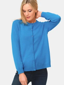 Goldner Damen Strickpullover - Kurzgröße in blau
