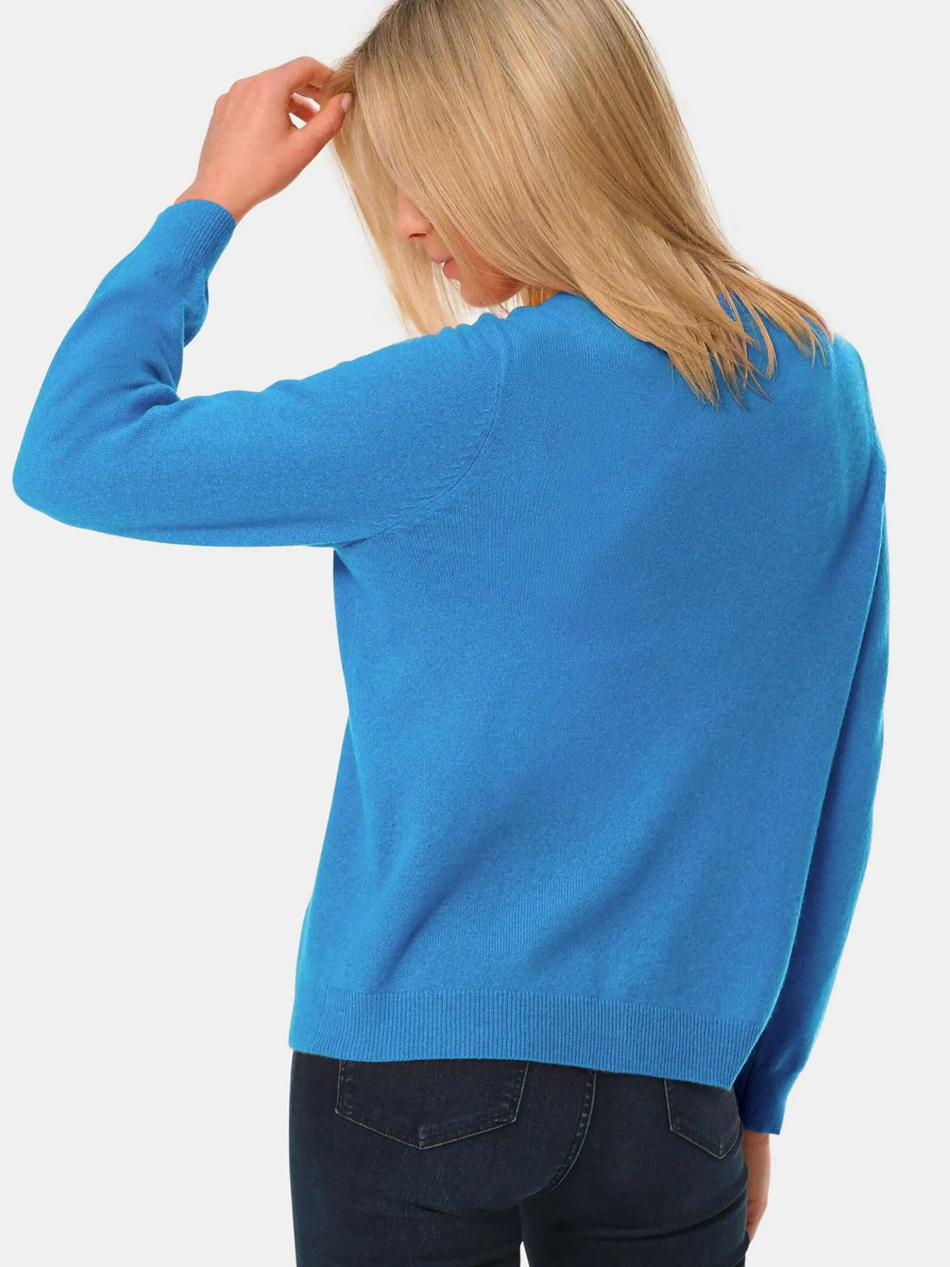 Goldner Damen Strickpullover - Kurzgröße in blau