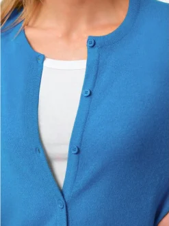 Goldner Damen Strickpullover - Kurzgröße in blau
