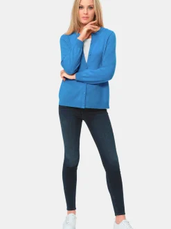 Goldner Damen Strickpullover - Kurzgröße in blau