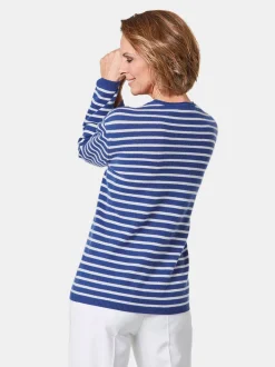 Goldner Damen Strickpullover in weiß - Ärmel: langarm
