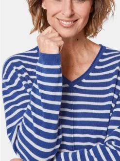 Goldner Damen Strickpullover in weiß - Ärmel: langarm