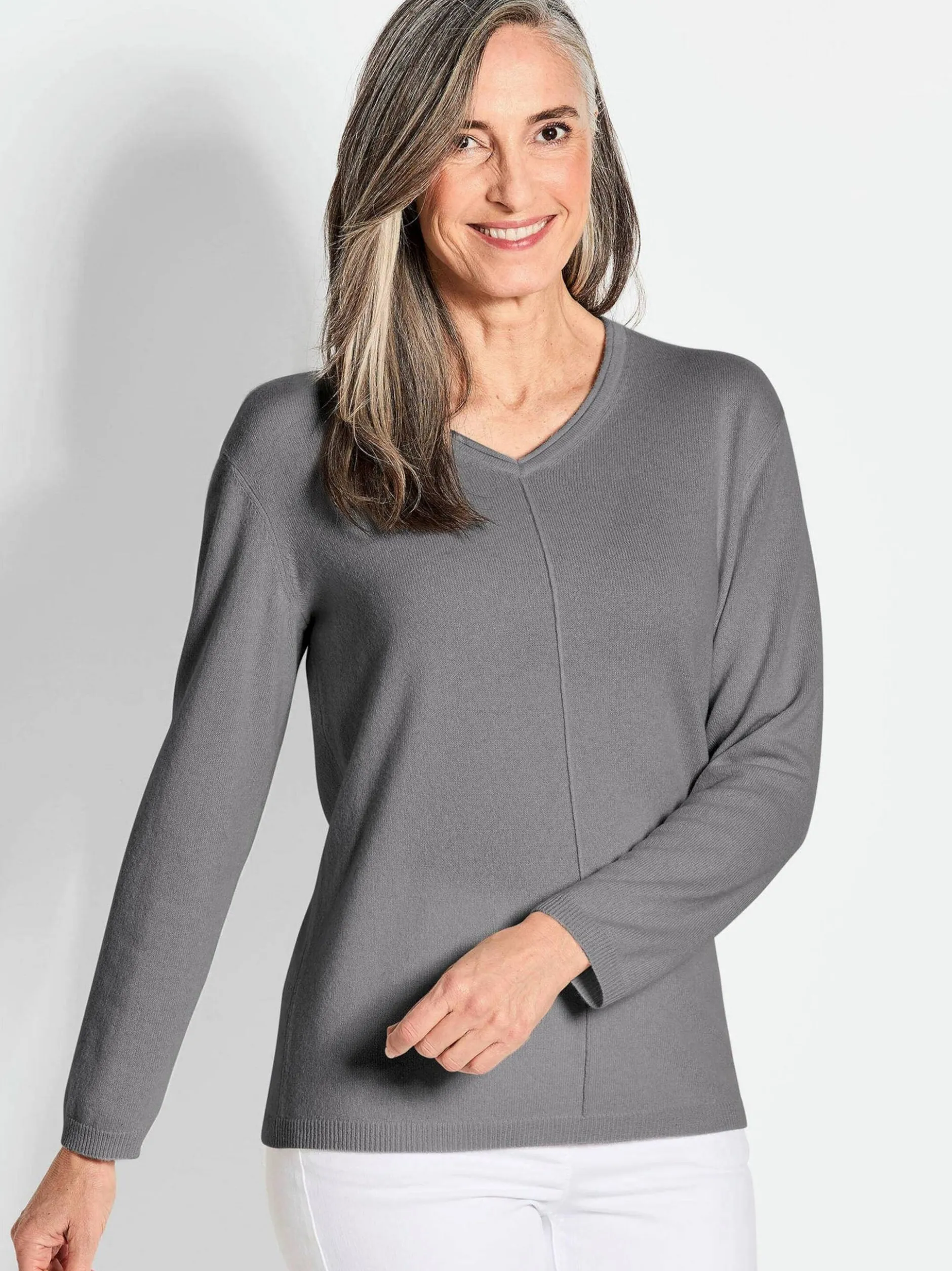 Goldner Damen Strickpullover in grau - Ärmel: langarm