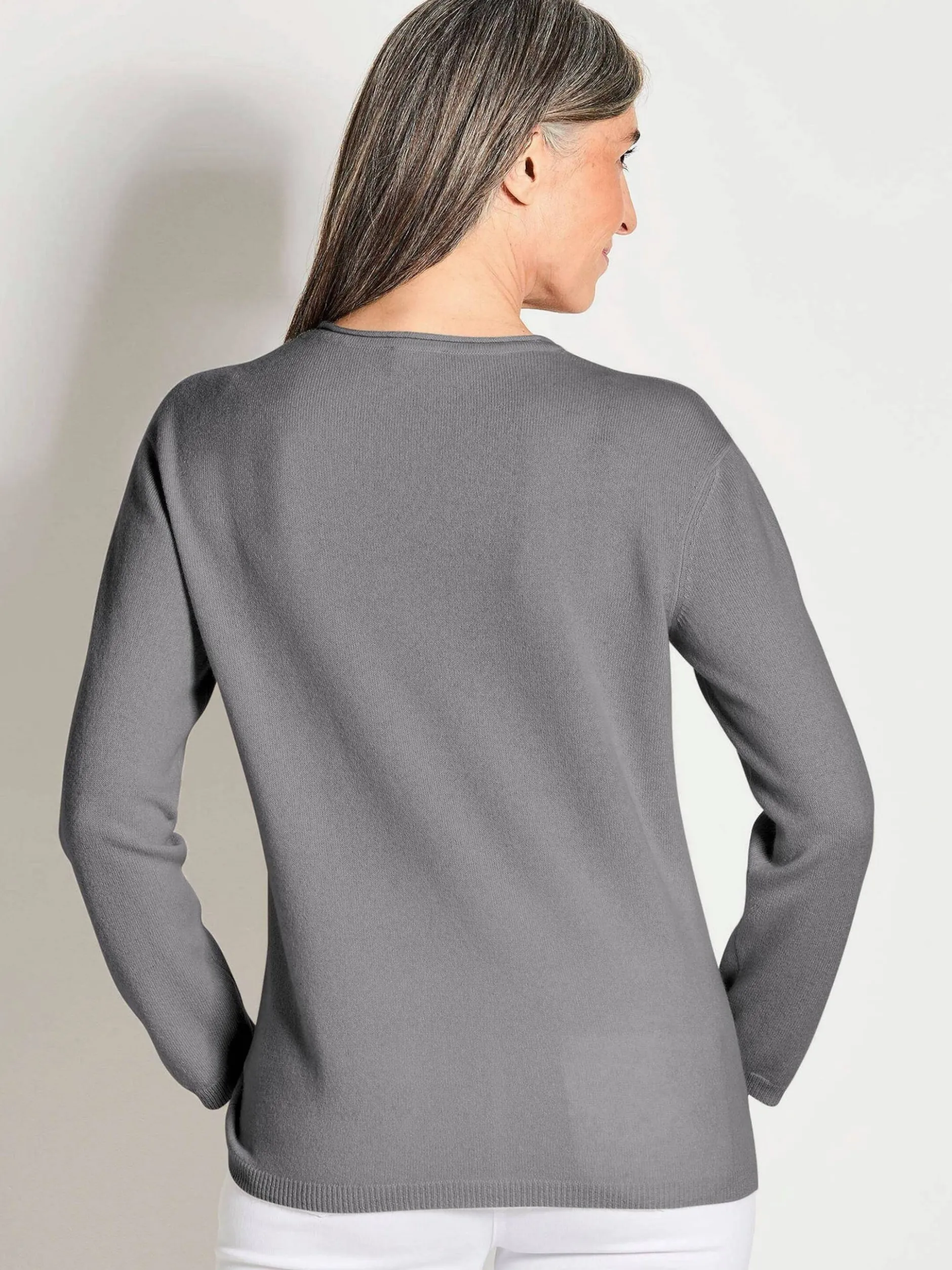 Goldner Damen Strickpullover in grau - Ärmel: langarm