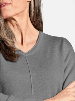 Goldner Damen Strickpullover in grau - Ärmel: langarm
