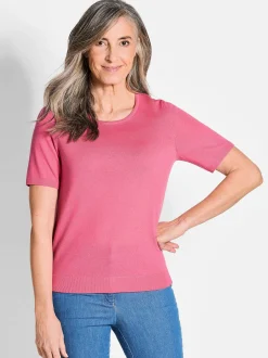 Goldner Damen Strickpullover in pink - Ärmel: Halbarm