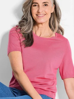 Goldner Damen Strickpullover in pink - Ärmel: Halbarm