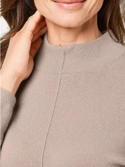 Goldner Damen Strickpullover in sand - Ärmel: langarm