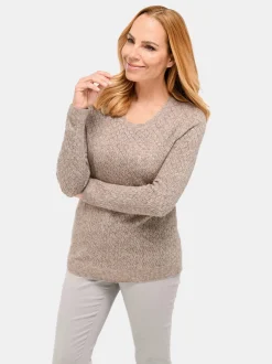 Goldner Damen Strickpullover in taupe - Ärmel: langarm