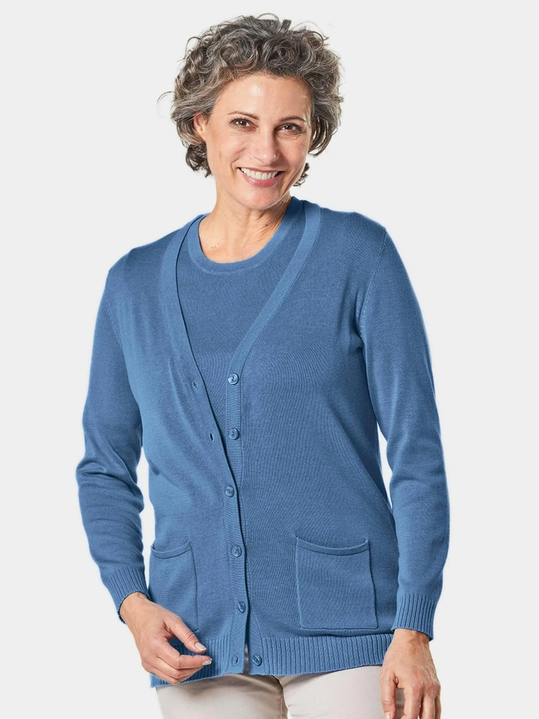 Goldner Damen Strick-Sets - Kurzgröße in blau
