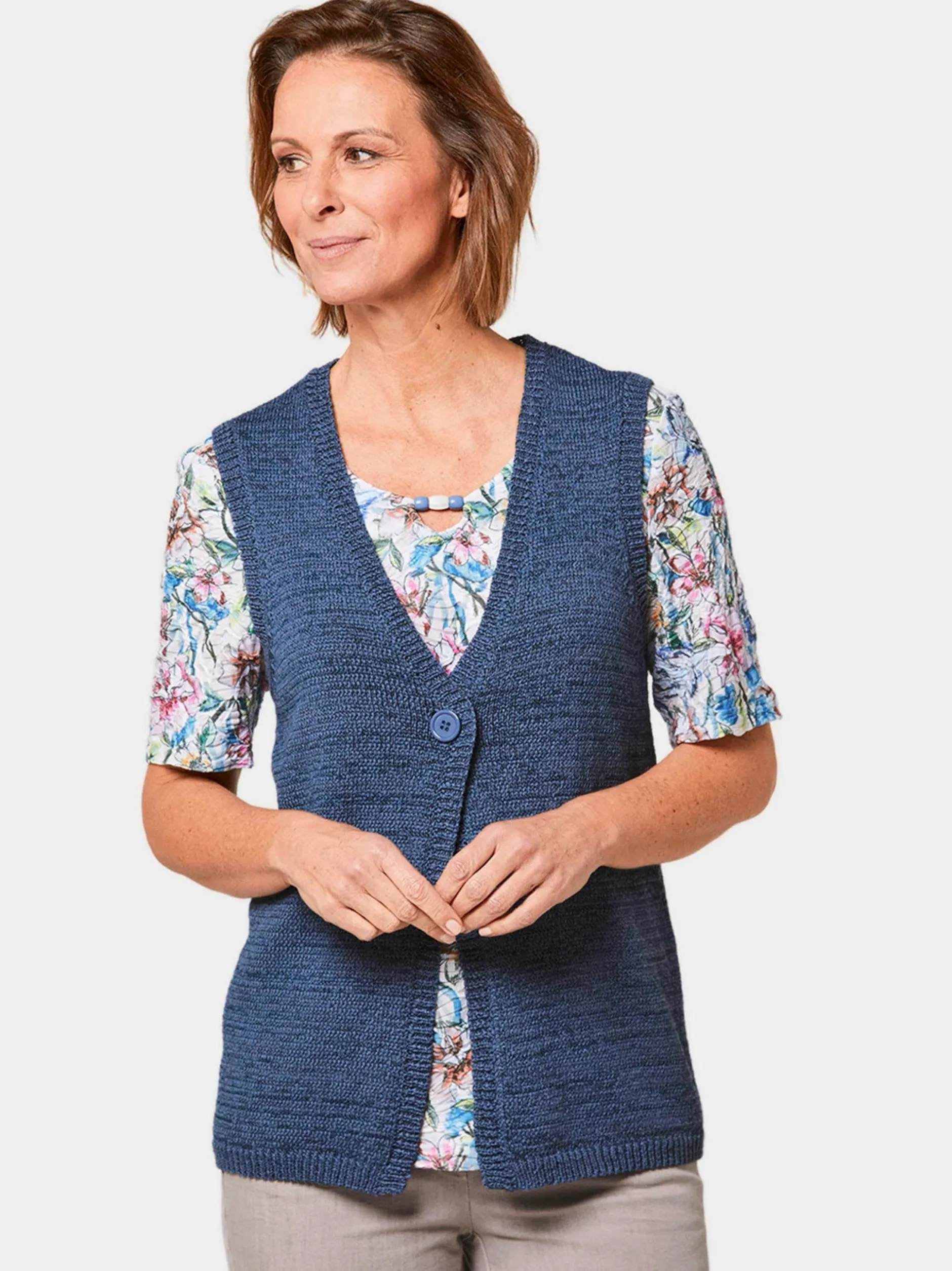 Goldner Damen Strickwesten in blau - Ärmel: ohne Arm