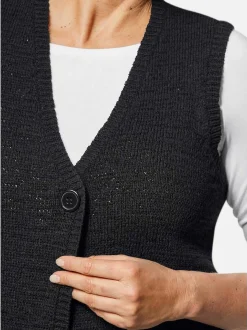 Goldner Damen Strickwesten in schwarz - Ärmel: ohne Arm
