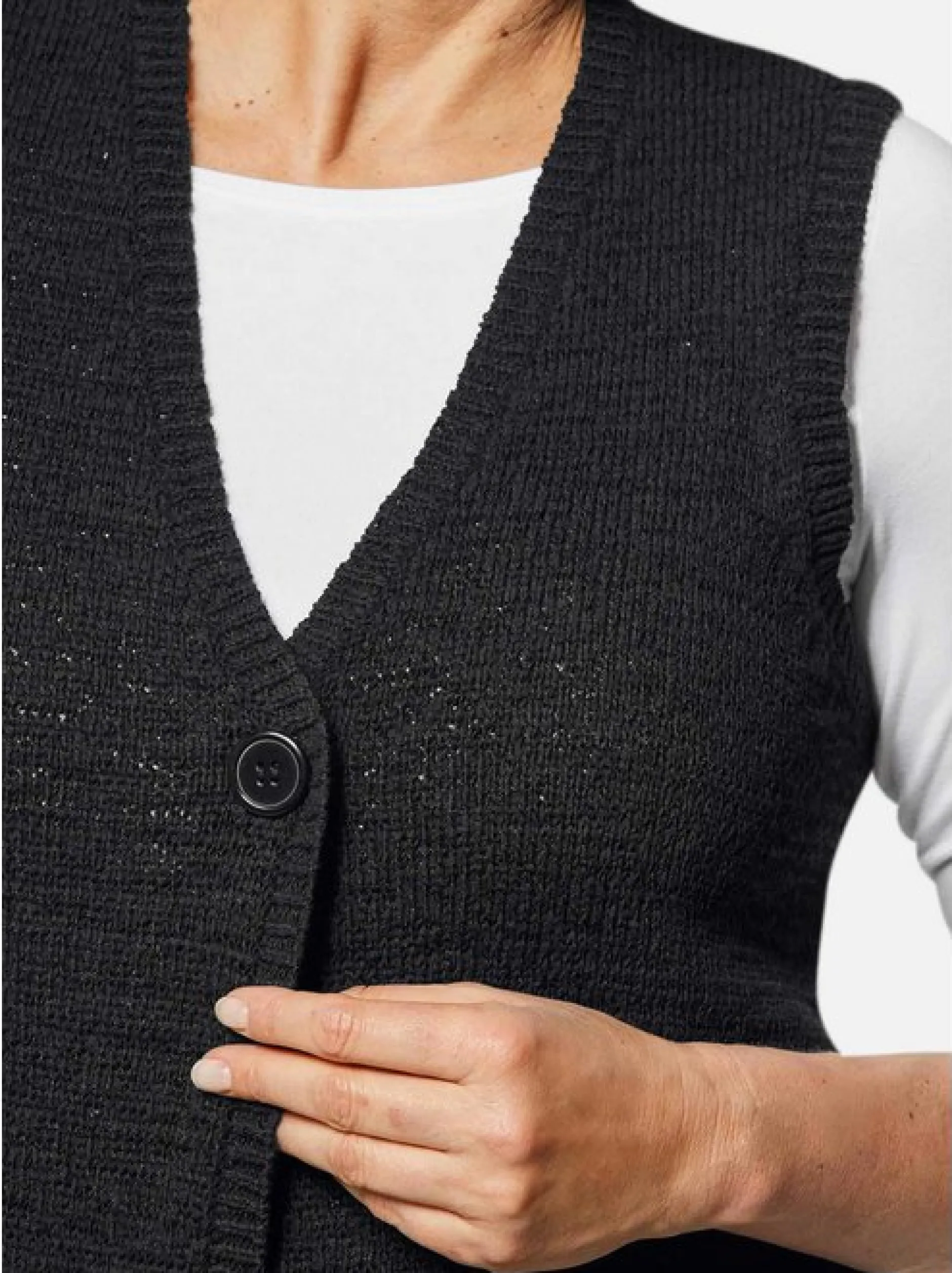 Goldner Damen Strickwesten - Kurzgröße in schwarz