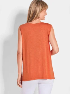 Goldner Damen Tops in orange - Ausschnitt: Wasserfall