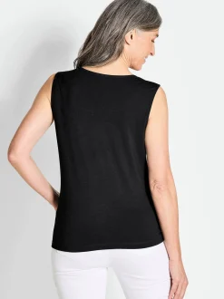 Goldner Damen Tops in schwarz - Ausschnitt: Rundhals
