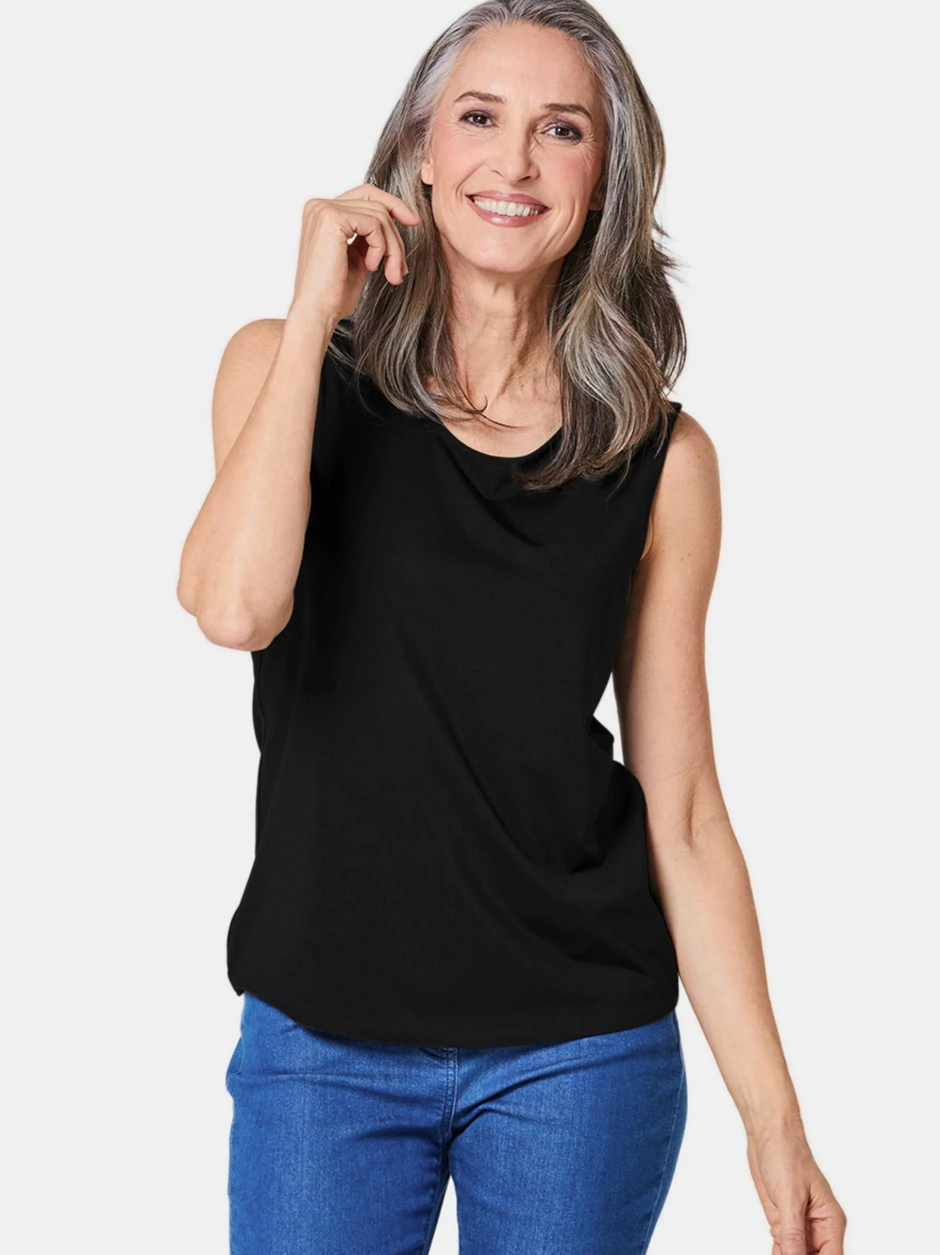 Goldner Damen Tops in schwarz - Ausschnitt: Rundhals