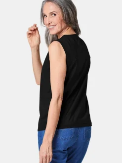Goldner Damen Tops in schwarz - Ausschnitt: Rundhals