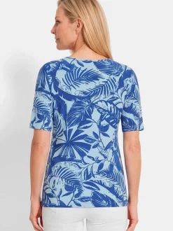 Goldner Damen T-Shirt in blau - Ausschnitt: Rundhals