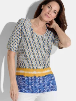 Goldner Damen T-Shirt in blau - Ausschnitt: Rundhals