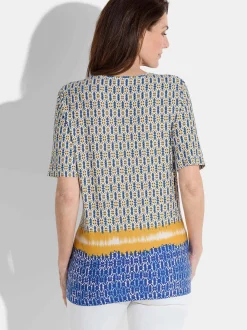 Goldner Damen T-Shirt in blau - Ausschnitt: Rundhals