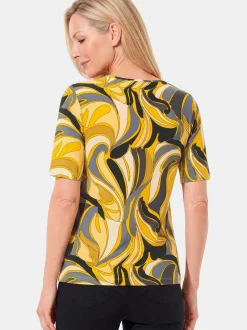 Goldner Damen T-Shirt in gelb - Ausschnitt: Rundhals