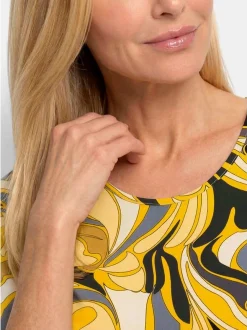 Goldner Damen T-Shirt in gelb - Ausschnitt: Rundhals