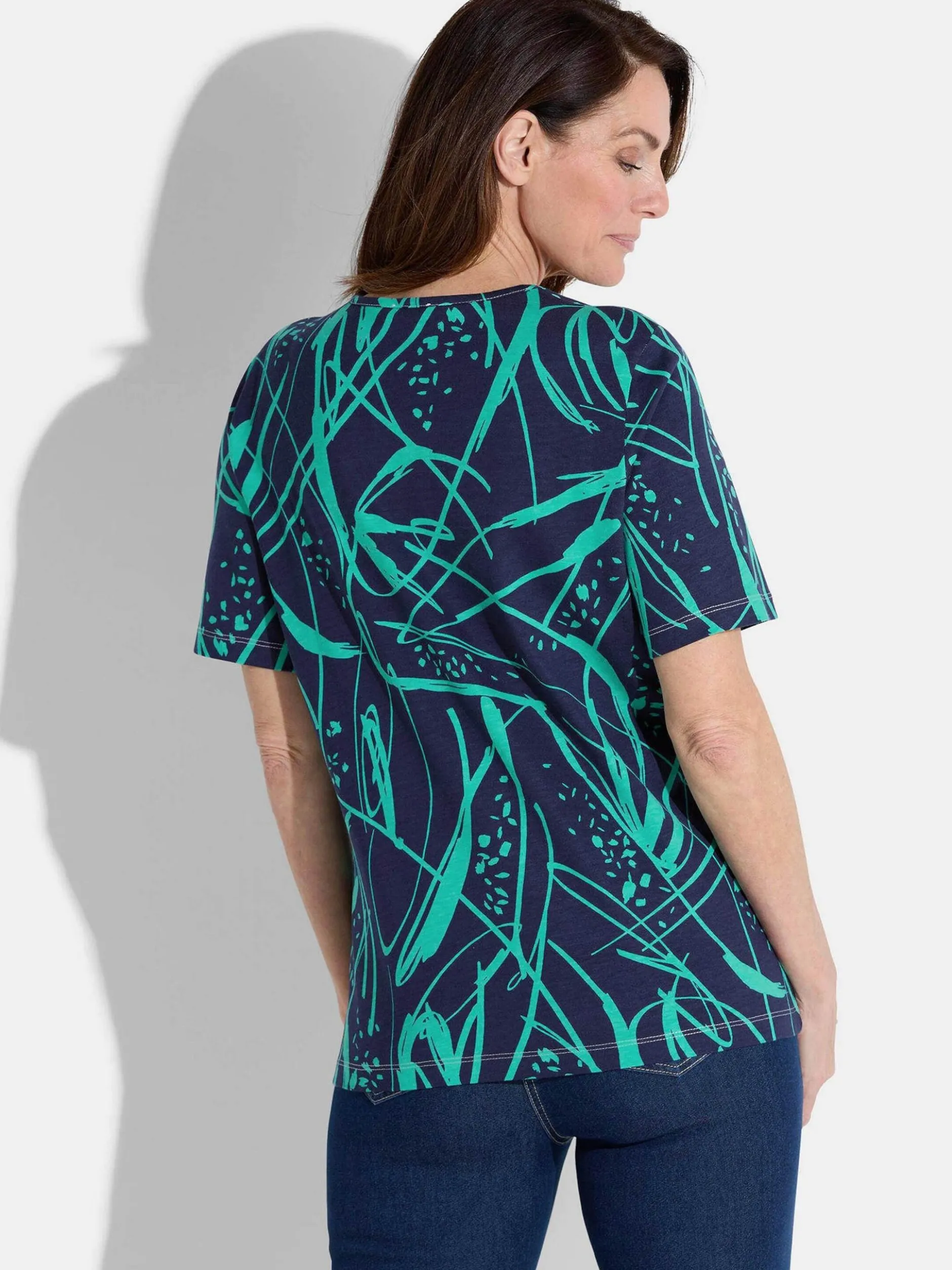 Goldner Damen T-Shirt in marine mehrfarbig