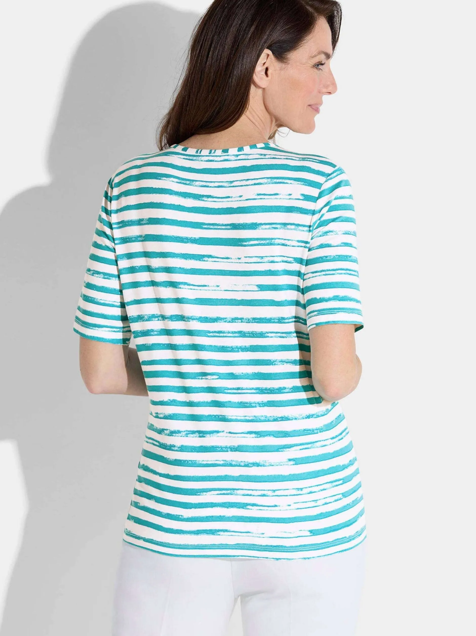Goldner Damen T-Shirt in petrol - Ausschnitt: Rundhals