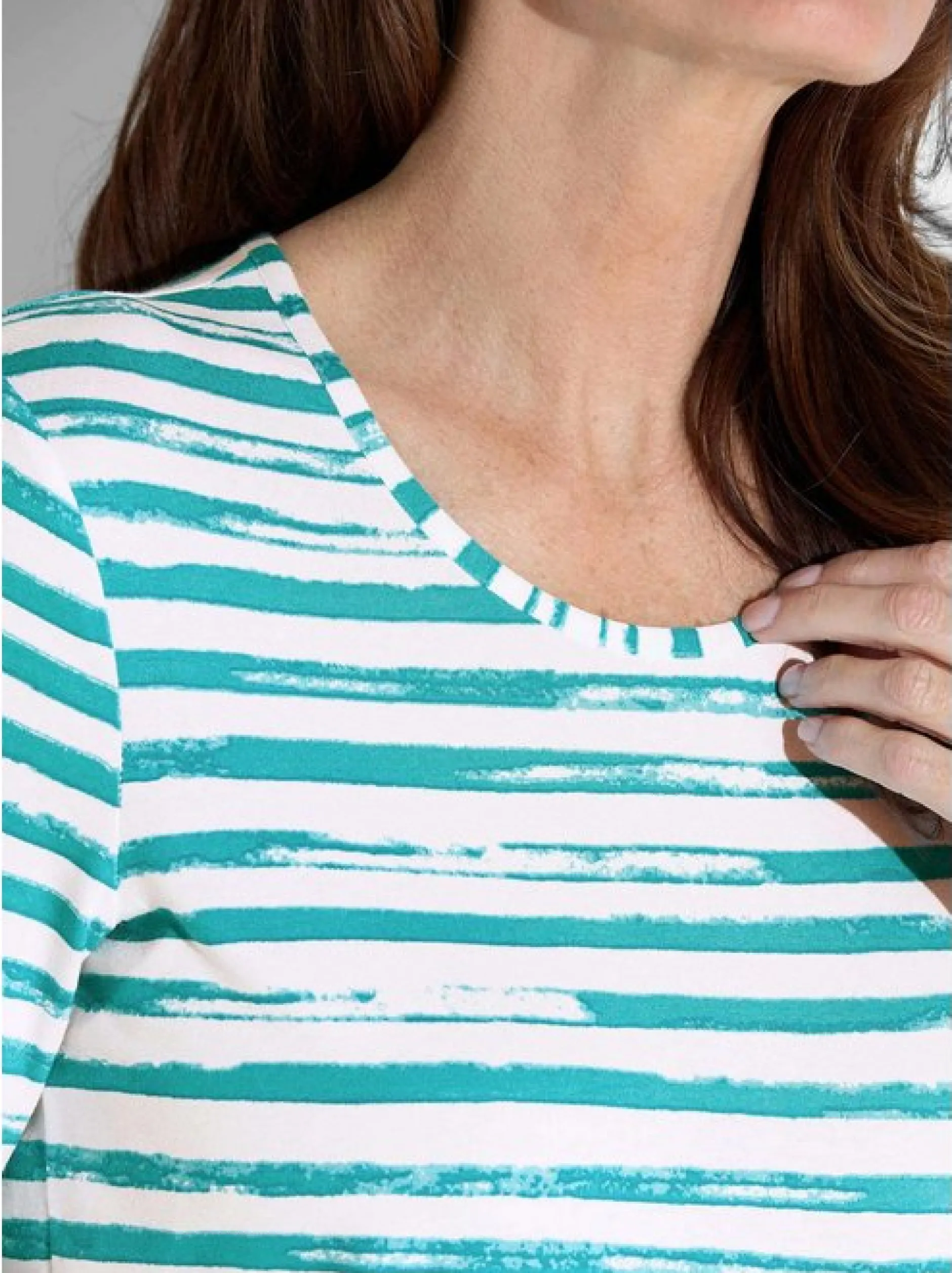 Goldner Damen T-Shirt in petrol - Ausschnitt: Rundhals
