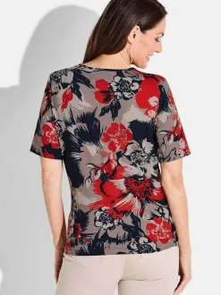 Goldner Damen T-Shirt in rot - Ausschnitt: Rundhals