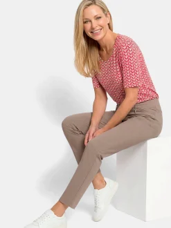 Goldner Damen T-Shirt in rot - Ausschnitt: Rundhals