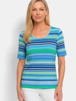 Goldner Damen T-Shirt in türkis - Ausschnitt: Rundhals