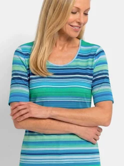 Goldner Damen T-Shirt in türkis - Ausschnitt: Rundhals
