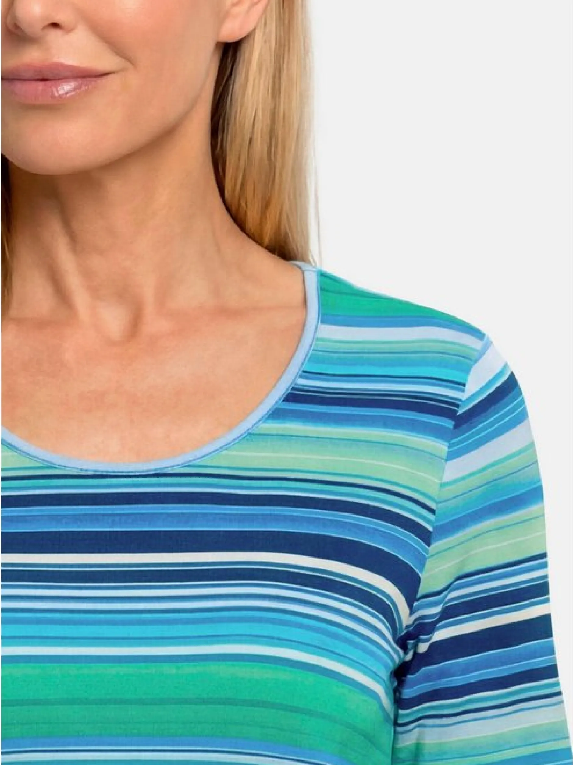 Goldner Damen T-Shirt in türkis - Ausschnitt: Rundhals