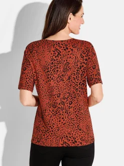Goldner Damen T-Shirt - Kurzgröße in orange