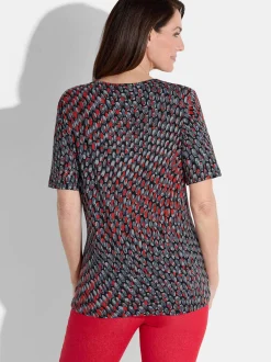 Goldner Damen T-Shirt - Kurzgröße in schwarz rot