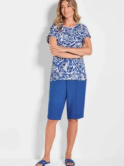 Goldner Damen T-Shirt - Kurzgröße in royal weiß