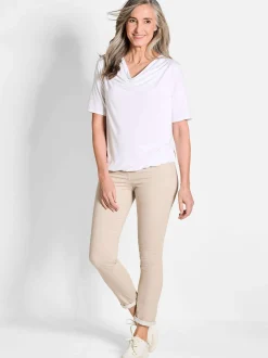 Goldner Damen T-Shirt - Kurzgröße in weiß
