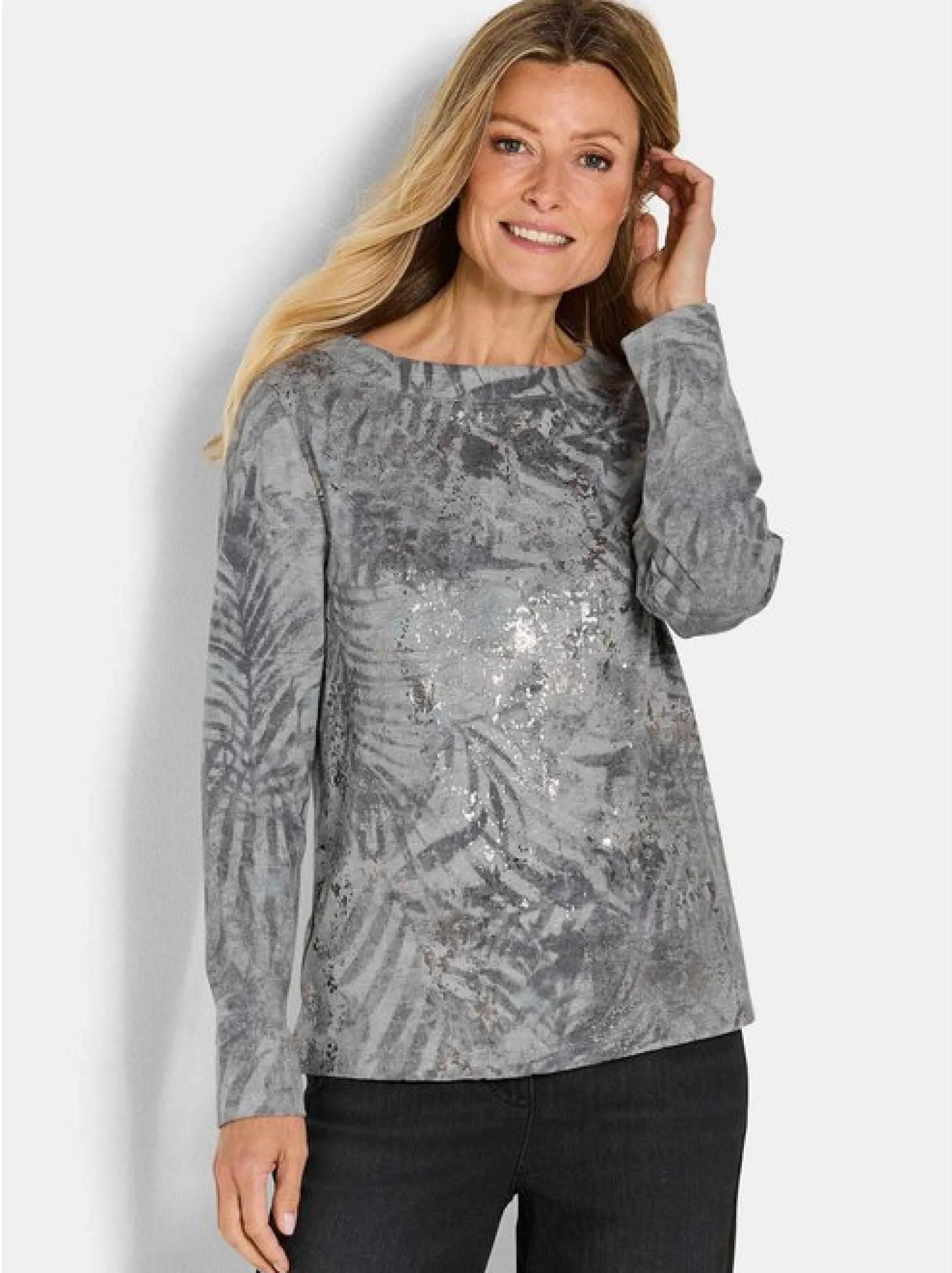 Goldner Damen T-Shirt - Kurzgröße in grau
