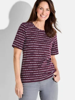 Goldner Damen T-Shirt - Kurzgröße in lila
