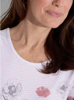 Goldner Damen T-Shirt - Kurzgröße in weiß mehrfarbig