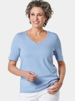 Goldner Damen T-Shirt - Kurzgröße in hellblau