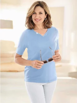 Goldner Damen T-Shirt - Kurzgröße in hellblau