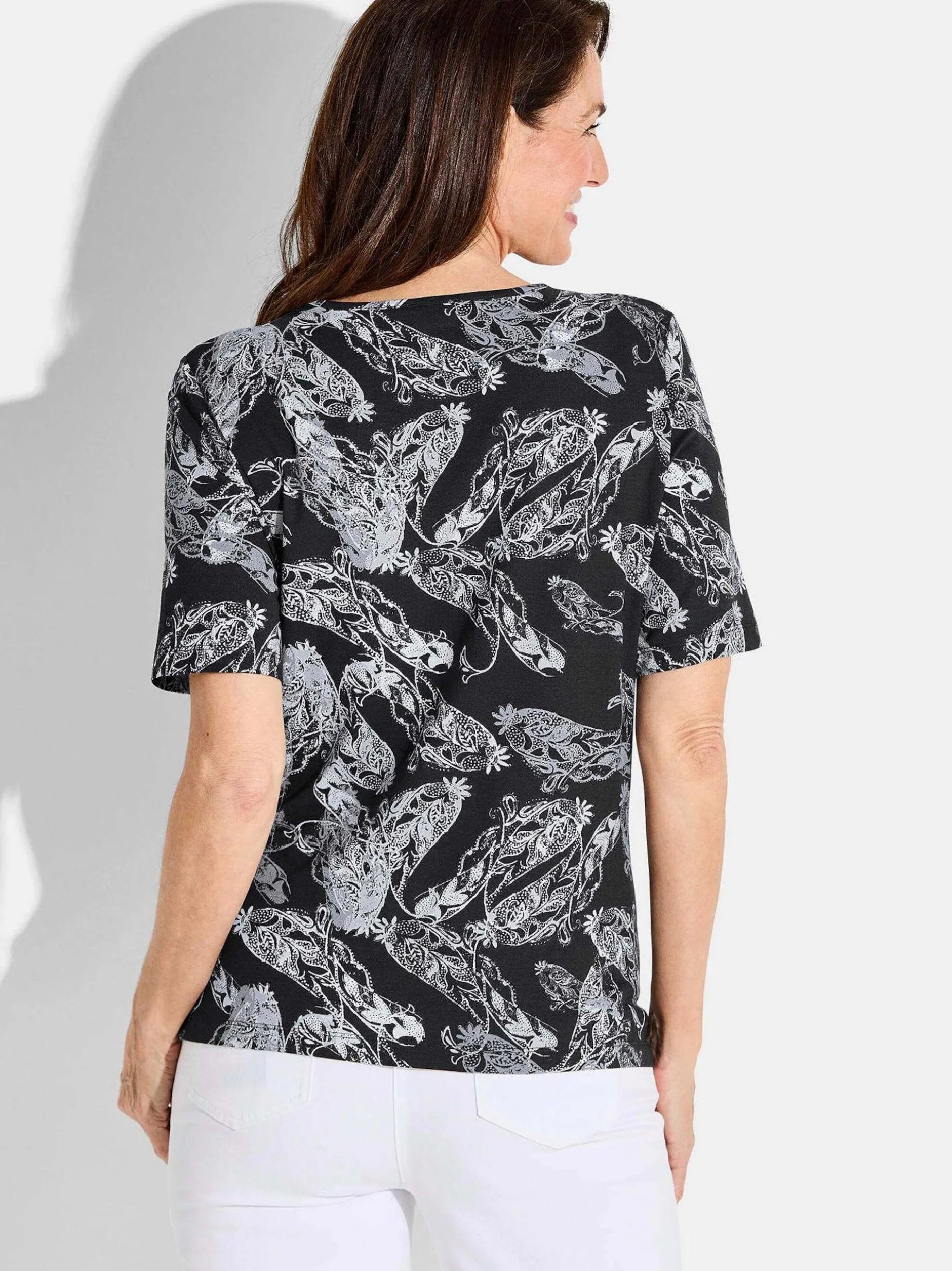Goldner Damen T-Shirt - Kurzgröße in schwarz grau